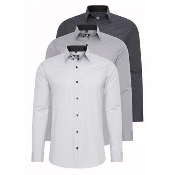Rusty Neal Herren Langarmhemd Slim-Fit in hellgrau, Größe XL