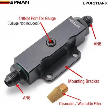 EPMAN Universal AN6 Fuel Filter Black Billet Aluminium 1/8 NPT Port