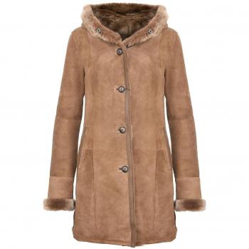 Veste en peau de mouton Tan pour femme taille 5XL