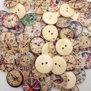 50pcs Handmade DIY Wooden Buttons