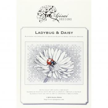 Ladybug & daisy. Cross stitch and blackwork design