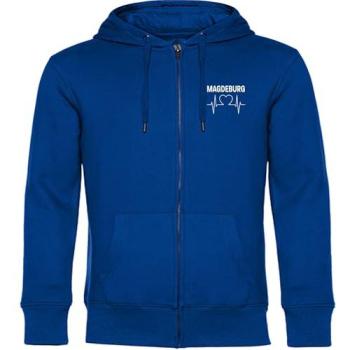 „Magdeburg Pulse“ – Kapuzen‑Sweatshirt mit Herzdruck, weißer Farbe