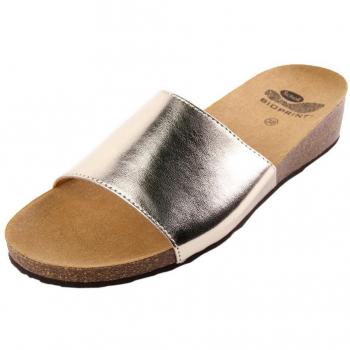 Scholl Women's Bioprint Platinum Synthetic Leather Slide Shoes Size 41