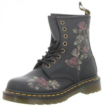 Bottes Dr. Martens 1460 en cuir noir avec roses, taille 40