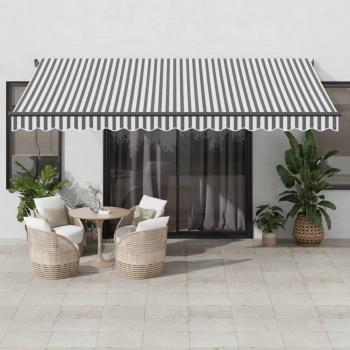 Auvent Rétractable avec Éclairage LED Anthracite Blanc 450x300 cm