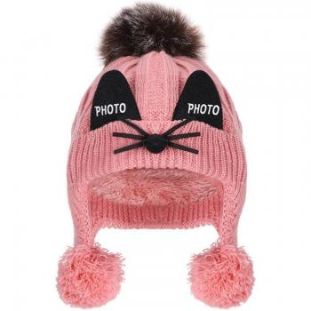 Cartoon Cat Ears Velvet Knit Hat for Children