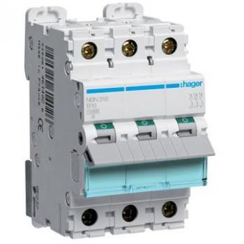 Disjoncteur 3 P Hager 16 A 10 kA