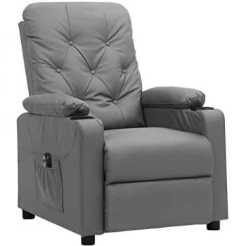 Fauteuil Inclinable Similicuir Gris vidaXL