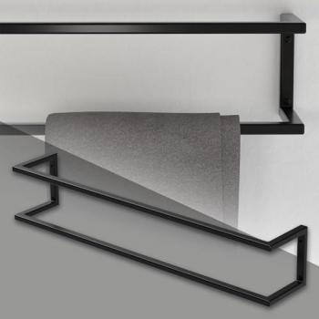 Porte-serviettes design contemporain en acier noir 15x15x80cm