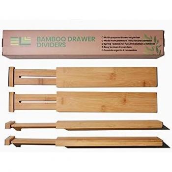 Compact Bamboo Drawer Splitter for Kitchen & Office