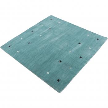 Wool Gabbeh Rug in Turquoise – Handwoven, 250 cm Square
