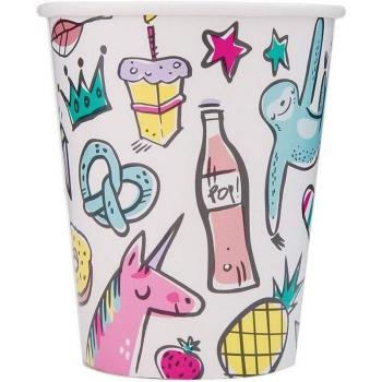 Festliche Papierbecher (Packung mit 8) rosa/weiß