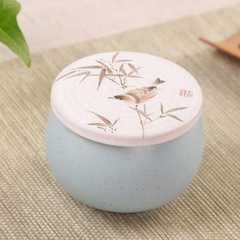 Tarro de almacenamiento de té mini estilo chino loto cerámico