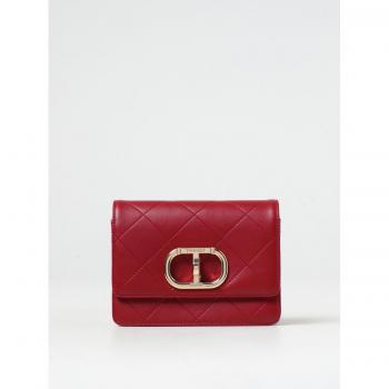 Borsa a tracolla piccola Twinset in pelle sintetica matelassé rossa con chiusura Oval T