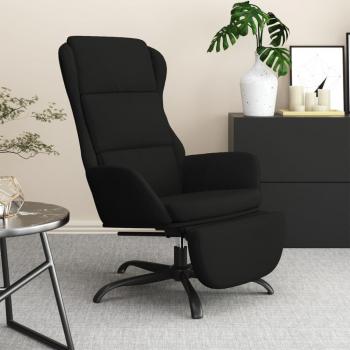 Sedia Relax con Poggiapiedi in Microfibra Nera