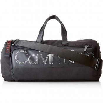 Calvin Klein Jeans Double Logo Cylinder Duffle Bag, Black, 26x26x52 cm
