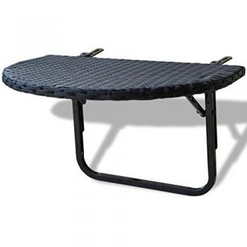 Eleganter Balkontisch 60x60x32 cm Schwarz Poly Rattan