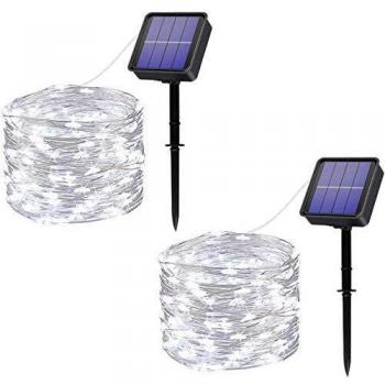 20LED Solar Fairy Lights, 2 Pack Waterproof 12M/40Ft String Lights with 8 Modes for Indoor/Outdoor Decoration, Garden, Patio, Yard, Party, Wedding