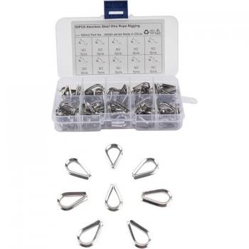 80 Pieces Wire Rope Thimbles M2 304 Stainless Steel