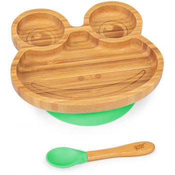 Kit bambù per piccoli: piatto 18 cm + cucchiaio 250 ml con ventosa