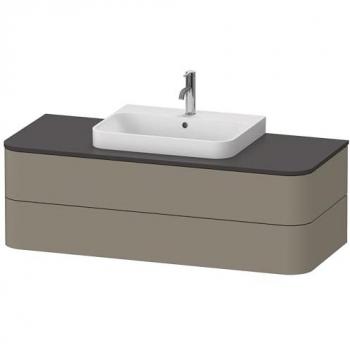 Meuble de lavabo Happy D.2 130x55cm, 2 tiroirs, design gris pierre mat