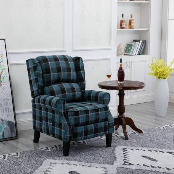 WestWood's Blue Checkered Fabric Armchair