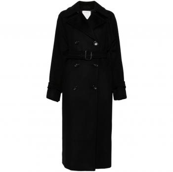 Sportmax Black Wool Double-Breasted Coat 3XS