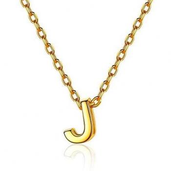 Silvora 18K Gold Initial J Pendant Necklace