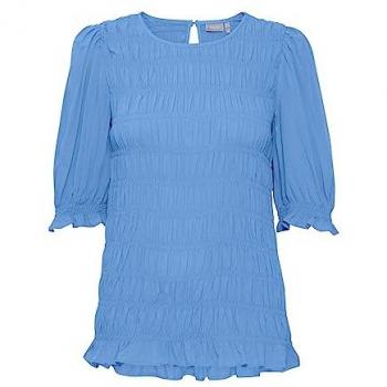 FRANSA Bluse FRMALU, Kurzarm, Größe L, blau