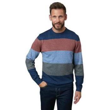 Men’s XL Blue Stripe Colourblock Crew Neck Knitted Jumper (Debenhams)
