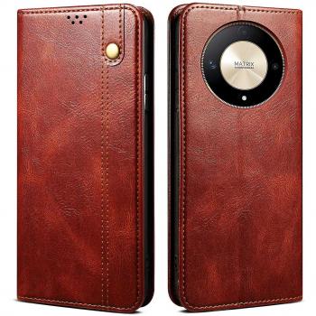 Coque Flip en Cuir Brun pour Honor Magic6 Lite 5G