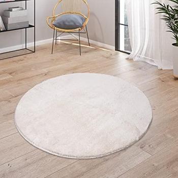 Paco Home Tappeto Lavabile Tondo Beige