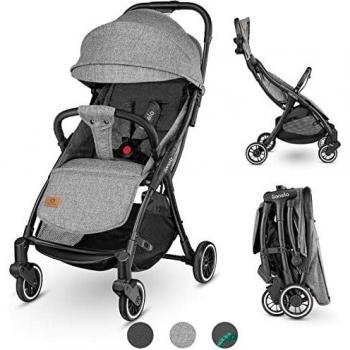LIONELO Julie One passeggino leggero pieghevole compatto con zanzariera portabibite borsa per trasporto da 0 mesi fino 22 kg schienale poggiapiedi regolabile