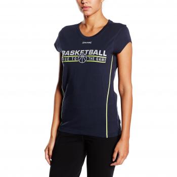 T-shirt Spalding femme, marine/jaune fluo, taille M