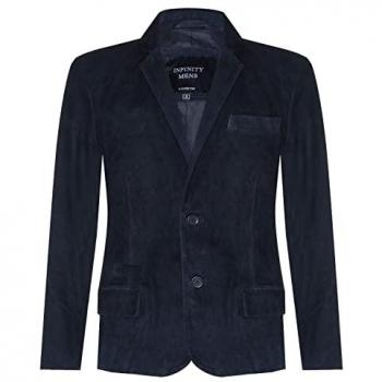 Infinity Leather Men's Black Slim Goat Suede Italian Blazer Jacket