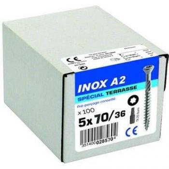 Confezione di 100 Vite VYNEX Terrazzo Stella Inox A2 5x70/36 mm 3514000570
