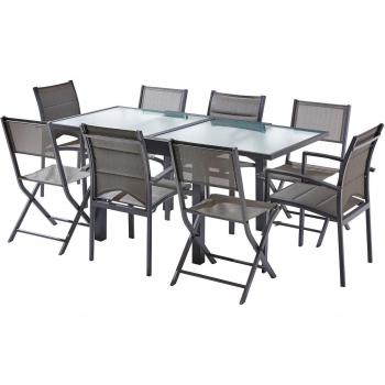 Table modulable ronde Wilsa Garden Modulo T4/8 avec plateau en verre