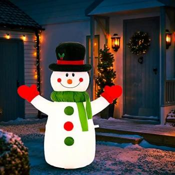 Outdoor/Indoor Self-Inflating Snowman with LED Lights