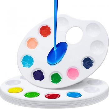 Paletas de pintura de plástico con agujeros para el pulgar, paquete de 6