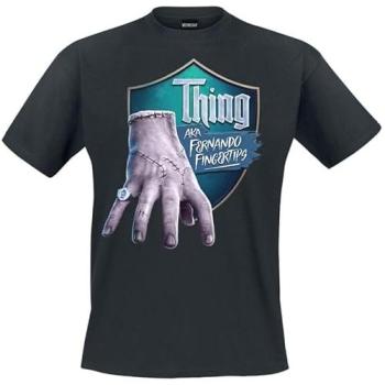 Wednesday Tee – Fernando Fintertips – Herrenmode – Schwarz – L – Lizenzierter Fanartikel