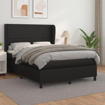 Kunstleder Boxspringbett 140x190 cm Schwarz mit Matratze