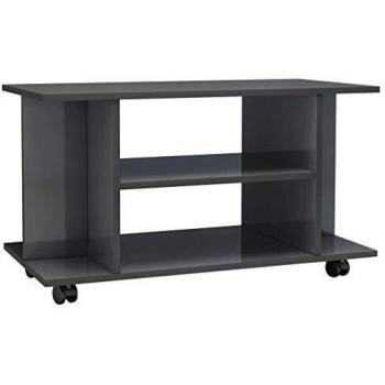 Mueble de TV con Ruedas Aglomerado Gris Brillante 80x40x40cm