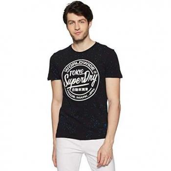 Superdry Herren Shirt Worldwide Tickettype Splat Tee, Schwarz (Black 02a), X-Large