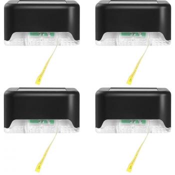 Lampe d’escalier LED solaire, 4 unités, IP65, Étanche, Jardin et clôture