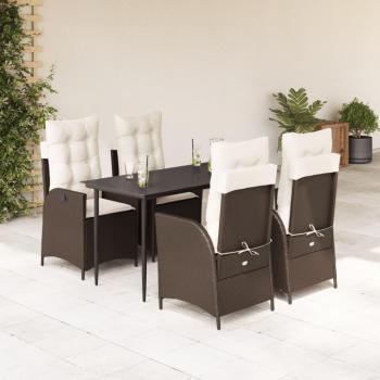 Set da Giardino 5 pezzi con Cuscini in Polyrattan Marrone