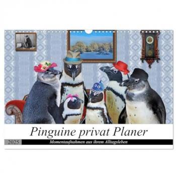 Pinguine privat Planer (Wandkalender 2025 DIN A3 quer) CALVENDO Monatskalender