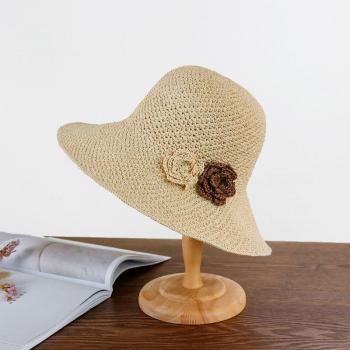 Sombrero de paja plegable con visera ancha