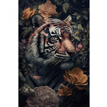 Tigre de Jungle en Verre Artiste – Tableau Mural CEANOTHE 80×120 cm