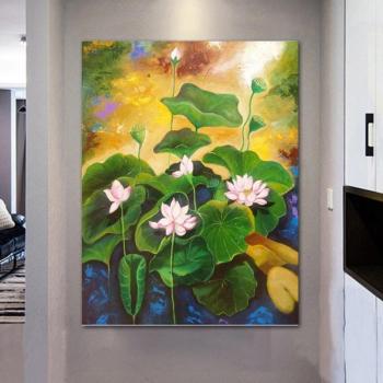 Decoración del Hogar Loto Rosa 5D Puntos Cruz 20x30 cm