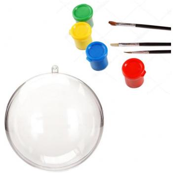 Bolitas de Navidad Transparente 10 cm, Témpero y Pinceles – Juego Creativo